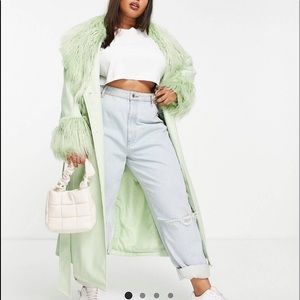 ASOS Curve Faux Leather Belted Coat